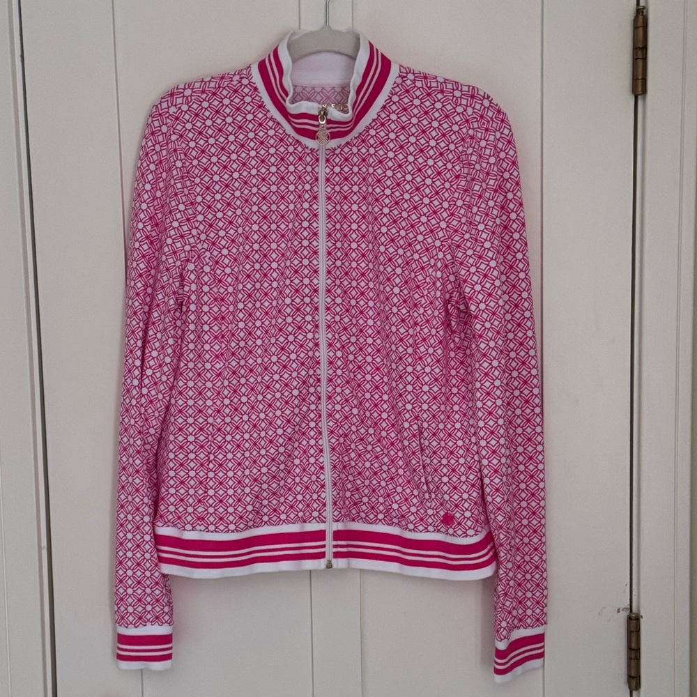 NWT Lilly Pulitzer Luxletic Regate Jacket Passion Fruit Pink Butterfly Pattern - Picture 4 of 7